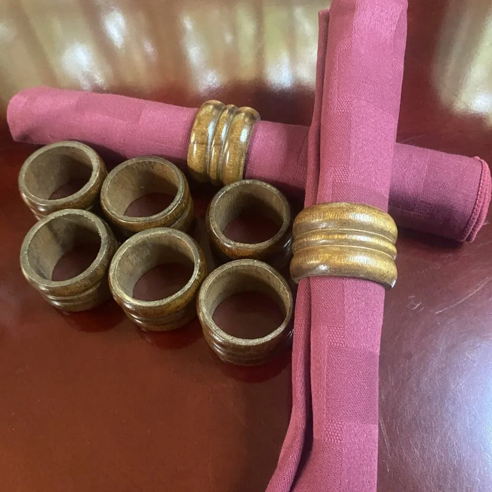 Wooden Napkin Rings Holders Set of 8